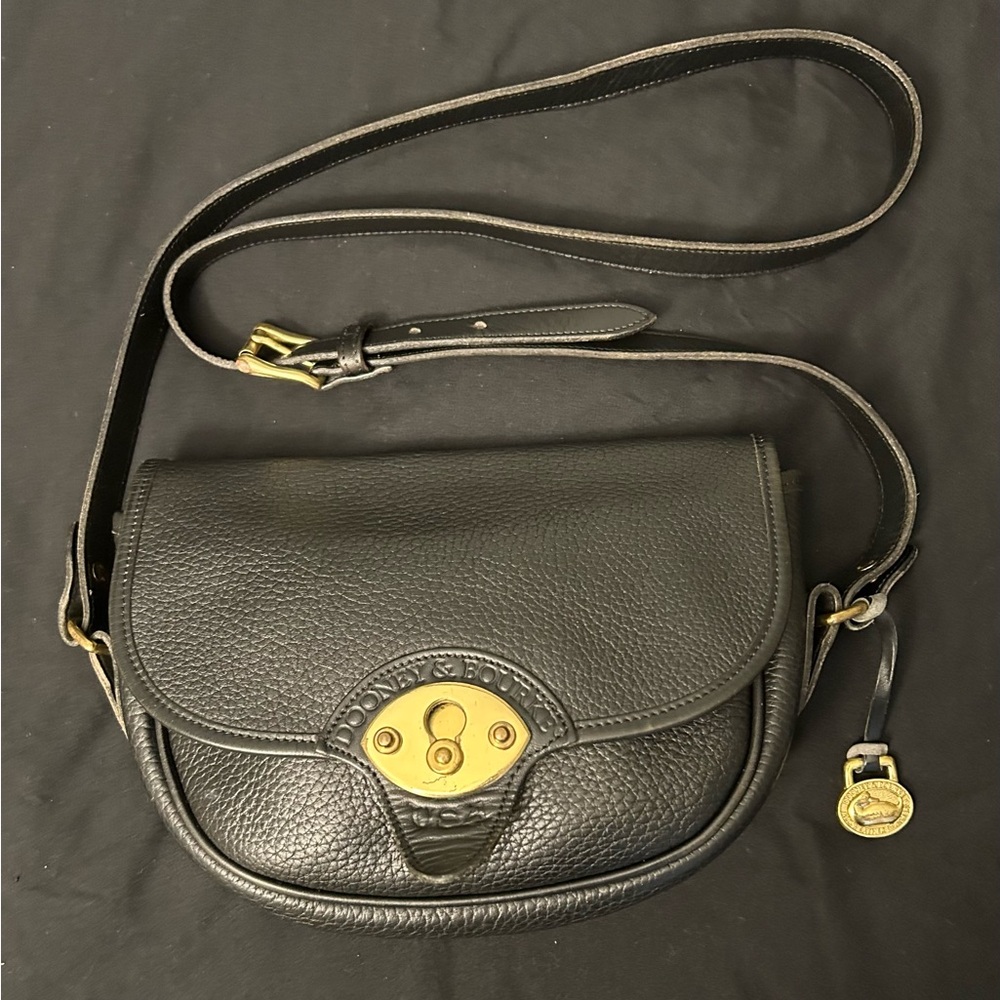 Dooney & Bourke Black Crossbody Bag with Gold Accents